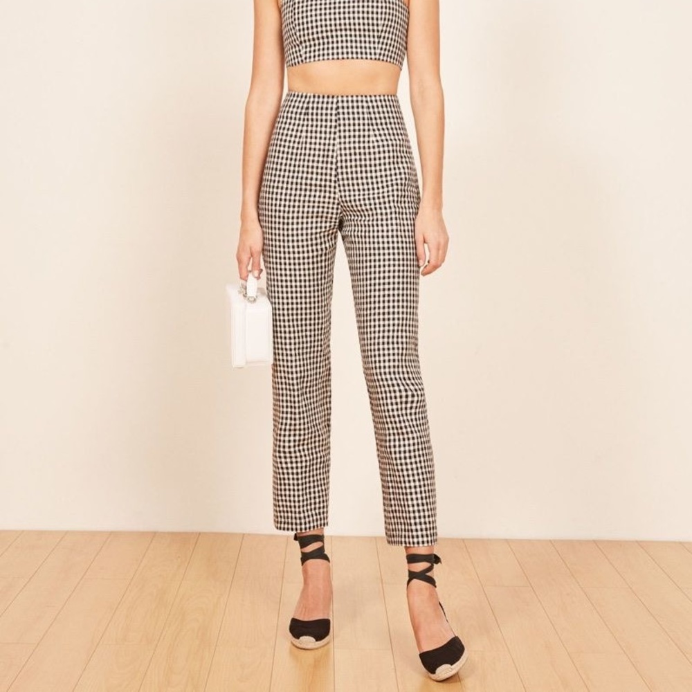 Reformation Saldana Two Piece Gingham Linen Pants